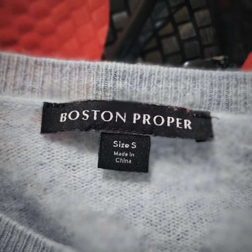 Boston Proper Light‎ Blue 100% Cashmere Crew Neck Puff Sleeve Sweater